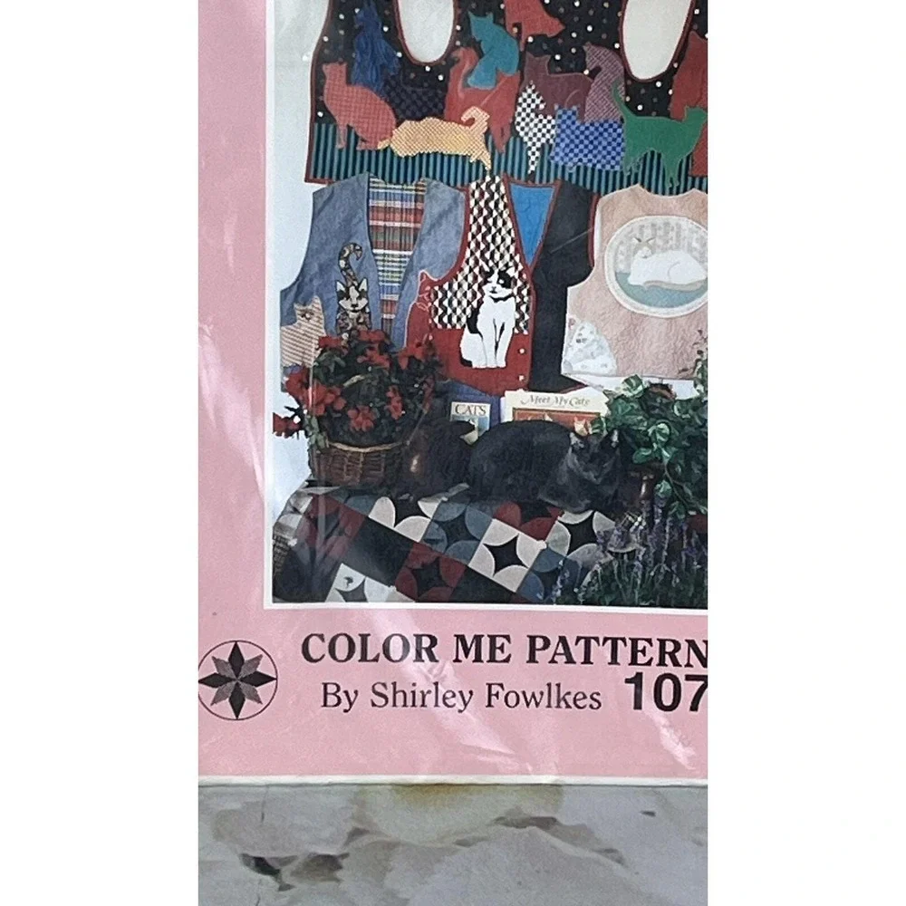 Crazy Cat Lover Vest Pattern 1990-93 Shirley Fowlkes Color Me Cats Lady New #107